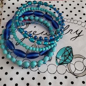 Vintage Aqua and Royal Twist Bracelet